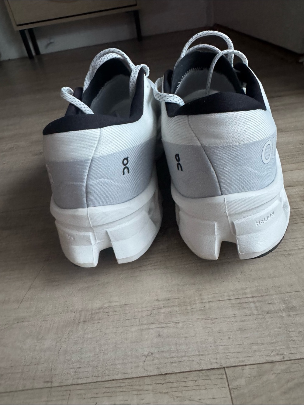 On Running Cloudmonster Mens Athletic Shoes in White/Black - Picture 3 of 6